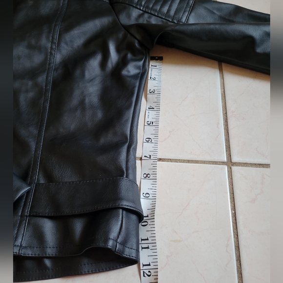 Miss London Black Leather Jacket with Copper Details Size M - Picture 10 of 15